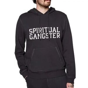 SPIRTUAL GANGSTER Mens Classic Hoodie Sweatshirt S Vintage Black NWT Varsity B23